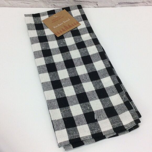 Buffalo Check 5 Pc. Kitchen Set Black/White Towel/Mitt/Pot Holder/2 Dish Cloths - Picture 4 of 10